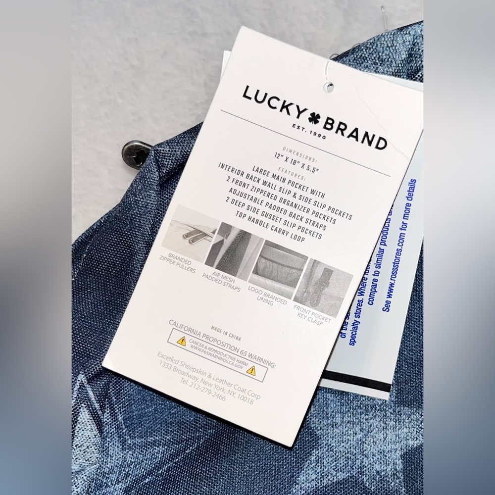 LUCKY BRAND Denim Stars Backpack NWT - Picture 5 of 10
